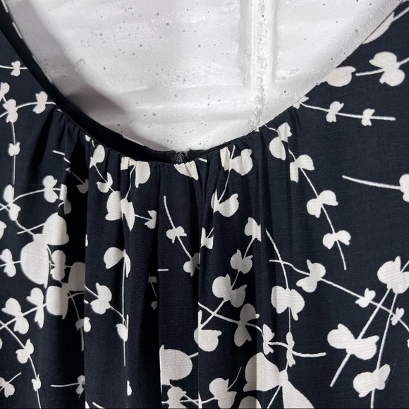 BODEN Black & White Floral Midi Dress with ribbon belt Size 2 - Picture 11 of 12